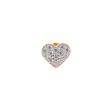 HEART THREADED STUD EARRING WITH ROUND WHITE CZ PAVE IN GOLD VERMEIL - EARRINGS from STELLAR 79 - Shop now at stellar79.com