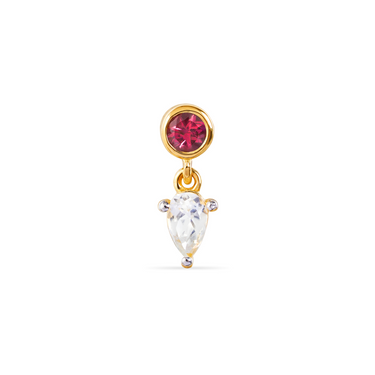 RANI DANGLE STUD EARRING WITH ROUND PINK TOURMALINE AND PEAR WHITE TOPAZ IN GOLD VERMEIL - EARRINGS from STELLAR 79 - Shop now at stellar79.com