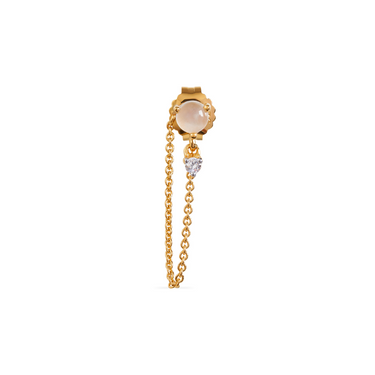 SHAKTI MOONSTONE & WHITE TOPAZ TEAR DROP CHAIN STUD EARRING IN GOLD VERMEIL - EARRINGS from STELLAR 79 - Shop now at stellar79.com
