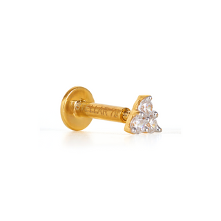 TRIO WHITE CZ THREADED STUD EARRING IN GOLD VERMEIL - EARRINGS from STELLAR 79 - Shop now at stellar79.com