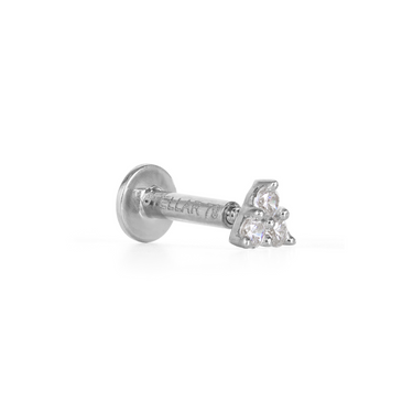 TRIO WHITE CZ THREADED STUD EARRING IN STERLING SILVER - EARRINGS from STELLAR 79 - Shop now at stellar79.com
