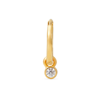CHLOE CHARM HUGGIE HOOP WITH WHITE CZ IN GOLD VERMEIL - EARRINGS from STELLAR 79 - Shop now at stellar79.com