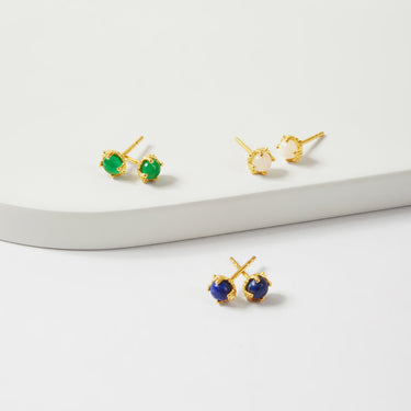 PRECIOUS LAPIS STUD EARRINGS - SEPTEMBER - EARRINGS from STELLAR 79 - Shop now at stellar79.com