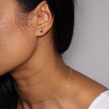 PRECIOUS LAPIS STUD EARRINGS - SEPTEMBER - EARRINGS from STELLAR 79 - Shop now at stellar79.com