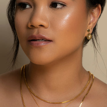 SOLEIL WHITE TOPAZ DISC DROP EARRINGS IN GOLD VERMEIL - EARRINGS from STELLAR 79 - Shop now at stellar79.com