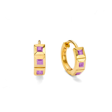Element Amethyst Huggie Hoops - EARRINGS from STELLAR 79 - Shop now at stellar79.com