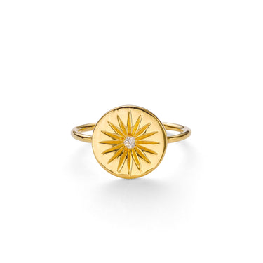 SOLEIL WHITE TOPAZ DISC RING IN GOLD VERMEIL - RINGS from STELLAR 79 - Shop now at stellar79.com