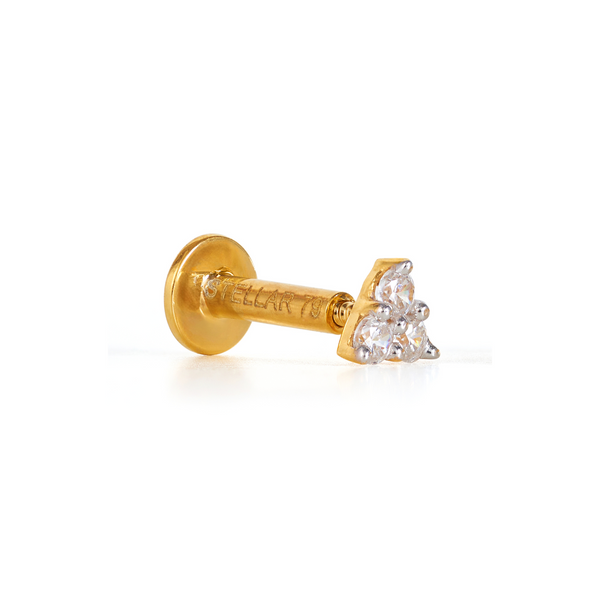 TRIO WHITE CZ THREADED STUD EARRING IN GOLD VERMEIL - EARRINGS from STELLAR 79 - Shop now at stellar79.com 
