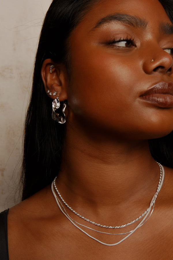 ANOKHI TEXTURED HOOPS IN STERLING SILVER - EARRINGS from STELLAR 79 - Shop now at stellar79.com 