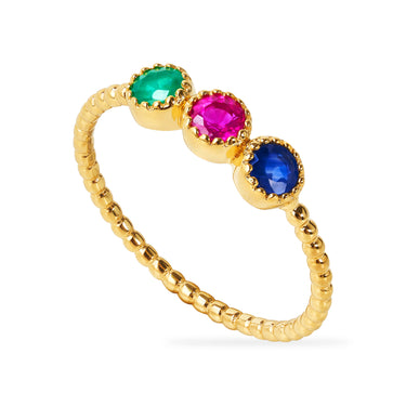 AURORA RING WITH EMERALD, RUBY AND SAPPHIRE IN 9 KARAT SOLID GOLD - RING from STELLAR 79 - Shop now at stellar79.com 